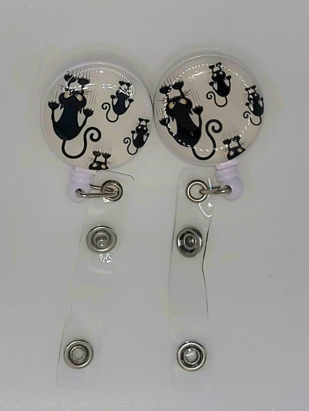 Black Cats "Hanging in" Set of 2 Retractable Badge reels Teacher Student Nurse